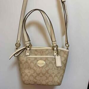 Coach 2Way Shoulder Bag Gray Leather Size 20cm Used